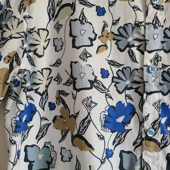 NOIZE AMSTRDM Blue Floral Short Sleeve Button Down Shirt Men's Large‎ - Picture 4 of 11